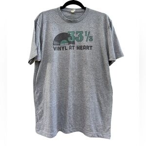 Tultext Men's 33 1/3 Vinyl at Heart Tee Shirt in Grey Size Large